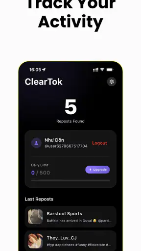 ClearTok: repost remover screenshot