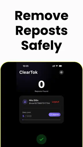 ClearTok: repost remover screenshot