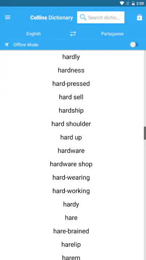 Collins Portuguese Dictionary screenshot