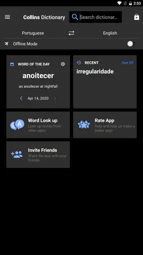 Collins Portuguese Dictionary screenshot