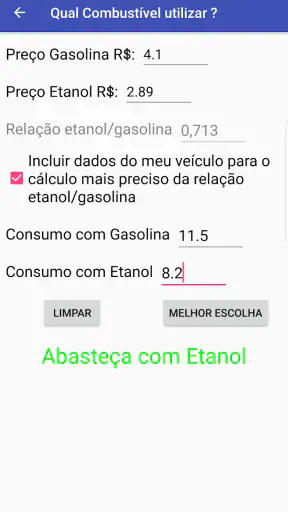 Consumo de Combustível screenshot