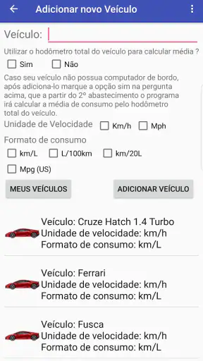 Consumo de Combustível screenshot
