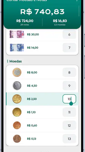 Contar Moedas e Notas: Caixa screenshot