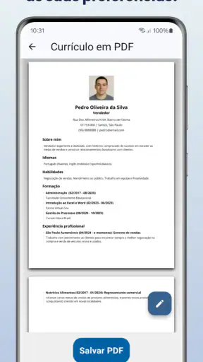 Criar Currículo em PDF screenshot