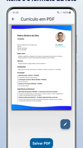 Criar Currículo em PDF screenshot