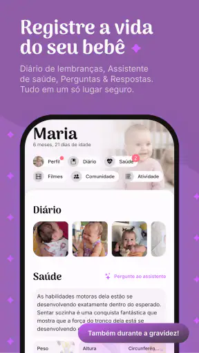 Diário, Vídeos e Saúde do Bebê screenshot