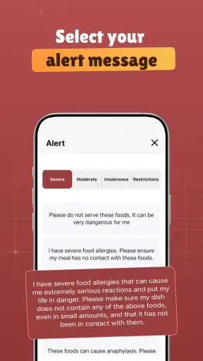 Food Allergy Card screenshot