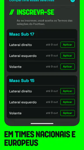 Footbao: seletivas digitais screenshot