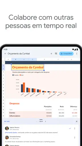Google Planilhas screenshot