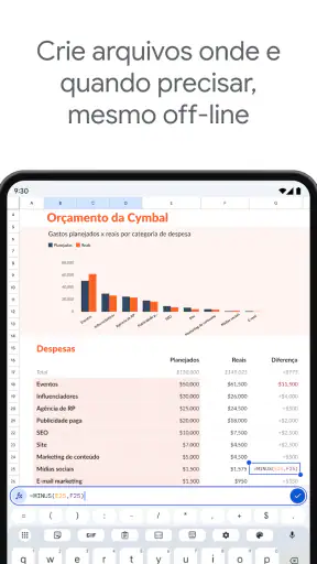 Google Planilhas screenshot