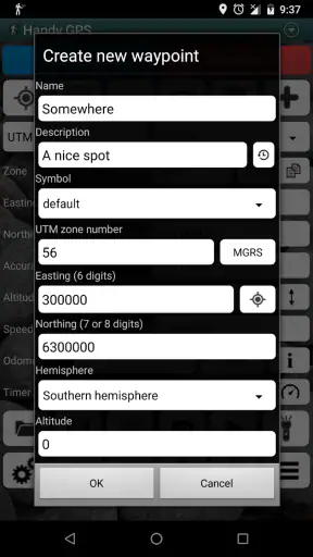 Handy GPS screenshot