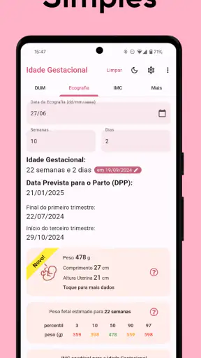 Idade Gestacional (do bebê) screenshot