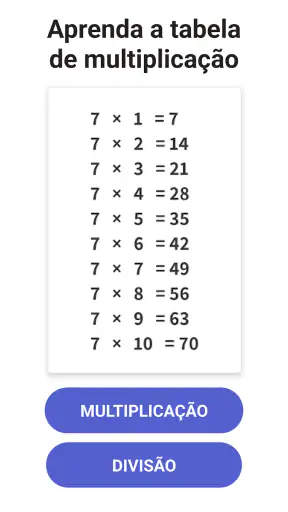 Tabuada: Matematica atividade screenshot