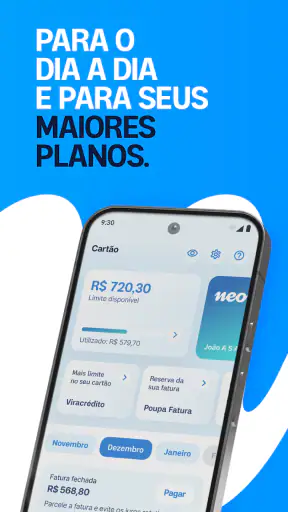 Neon cartão de crédito e conta screenshot