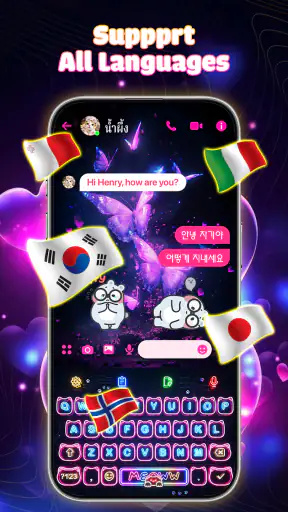 Neon Love Theme: Font Keyboard screenshot