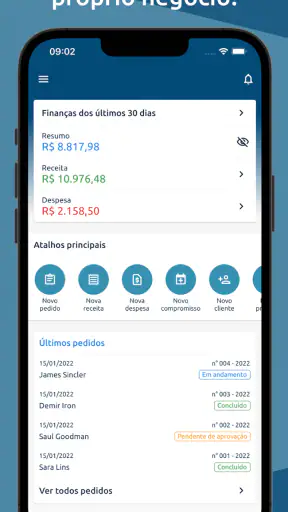 Orçamentos, Recibos e Clientes screenshot