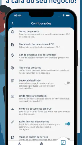 Orçamentos, Recibos e Clientes screenshot