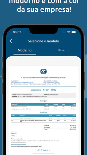 Orçamentos, Recibos e Clientes screenshot
