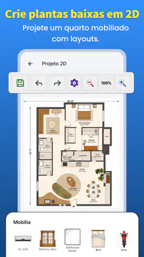 Planta baixa de casa em 3D screenshot