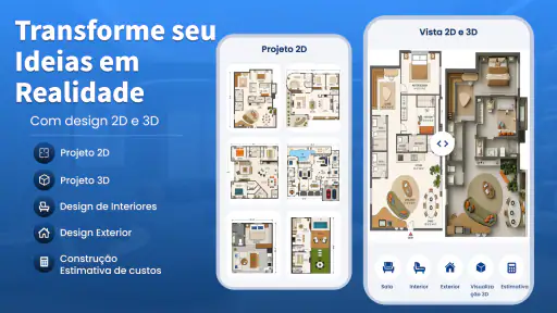 Planta baixa de casa em 3D screenshot