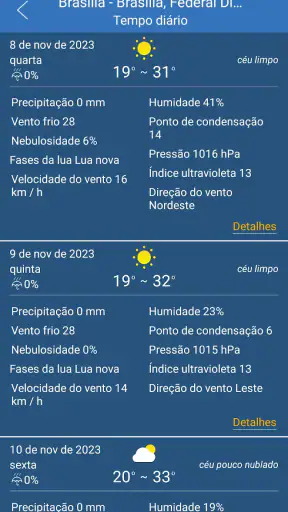 Previsão meteorológica screenshot