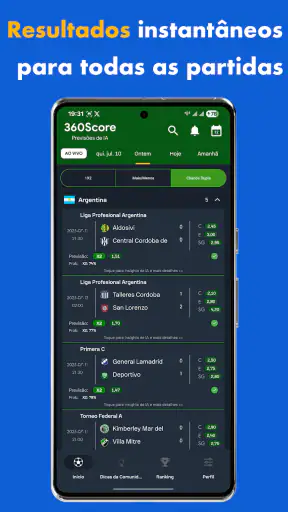 Previsões de IA 360Score screenshot