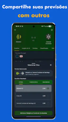 Previsões de IA 360Score screenshot