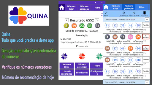 Quina (Gerador de números) screenshot
