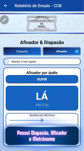 Relatório de Ensaios + Hinário screenshot