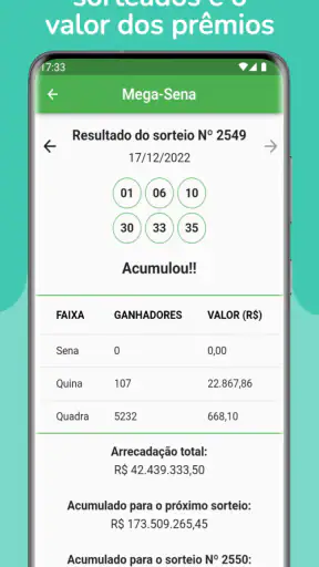Resultados da Loteria screenshot