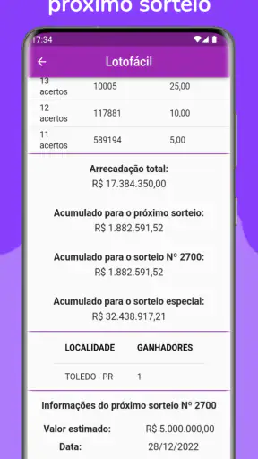 Resultados da Loteria screenshot