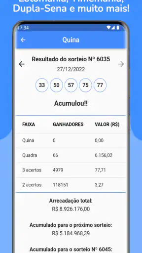 Resultados da Loteria screenshot