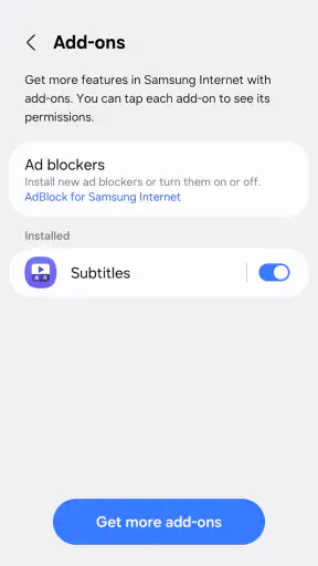 Samsung Browser screenshot