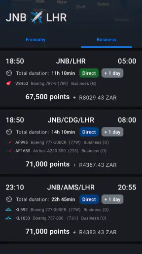 Seats.aero screenshot
