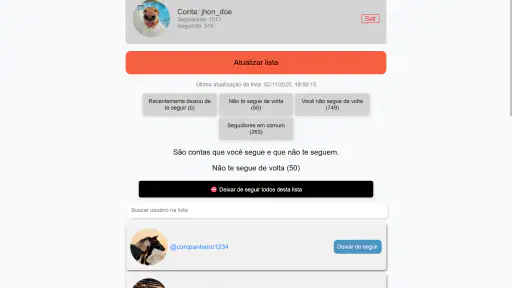 Seguidores & Não Seguidores screenshot