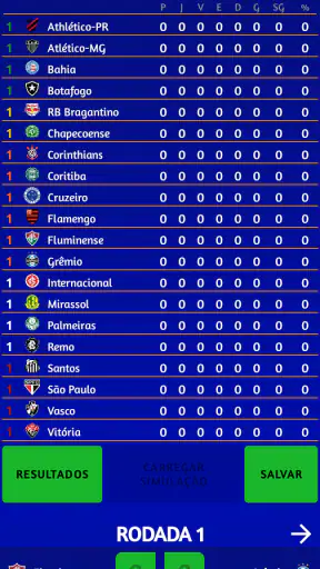 Simulador do Brasileirão 2026 screenshot
