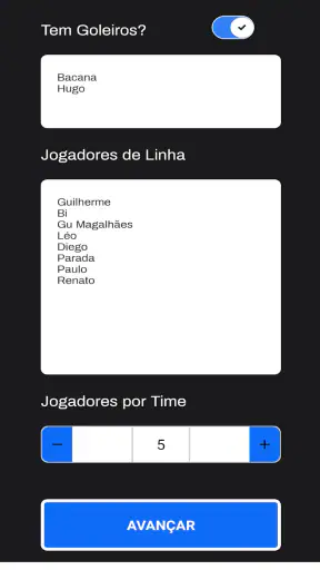 Sorteia Times - Pelada Monstra screenshot