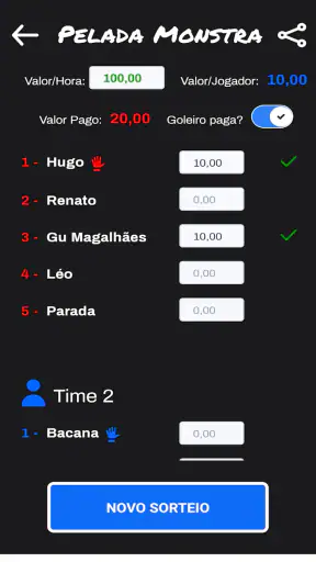Sorteia Times - Pelada Monstra screenshot