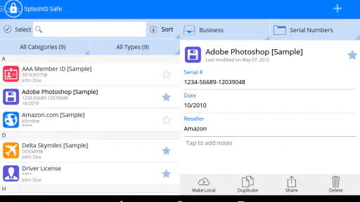 SplashID Password Manager screenshot