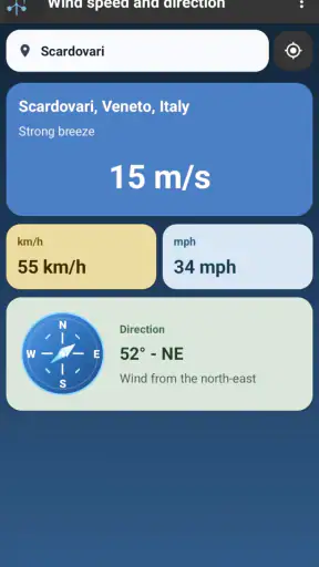 Velocidade e direção do vento screenshot