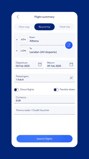 Aegean Airlines screenshot