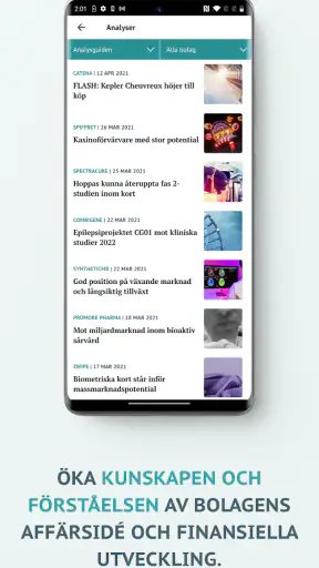 Analysappen screenshot