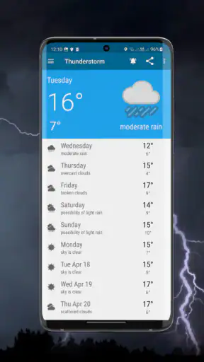 Åskväder och vädervarningar screenshot