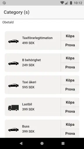 B,C,D,taxi och taxiåkeri teori screenshot