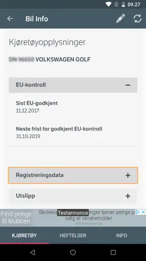 Bil Info Registreringsnummer screenshot