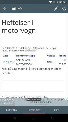 Bil Info Registreringsnummer screenshot