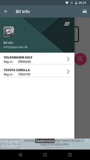 Bil Info Registreringsnummer screenshot