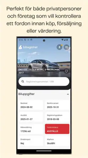 Bilregistret screenshot