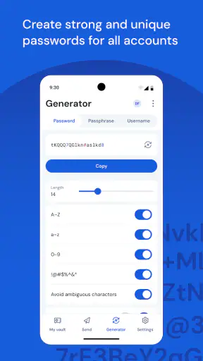 Bitwarden lösenordshanterare screenshot