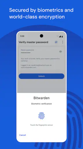 Bitwarden lösenordshanterare screenshot